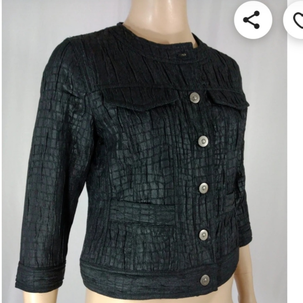 Ruby Rd. Black Textured Button Front Jacket Size … - image 2